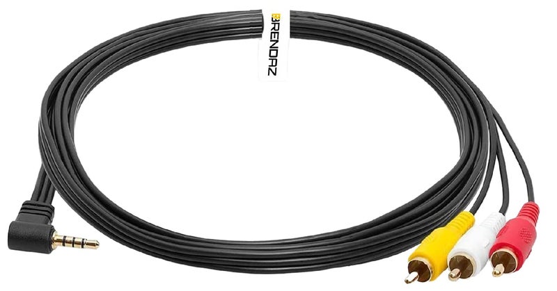 BRENDAZâ€“ 3.5mm to 3 RCA Male Plug Extension Cord for Camcorder Audio/Video AVâ€“ 6 feet AUX Lead for Smartphones, Tablets, Speakers, etc - Image 1